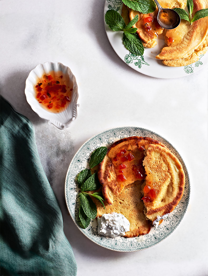 Indian-pancakes-with-hot-pepper-jelly